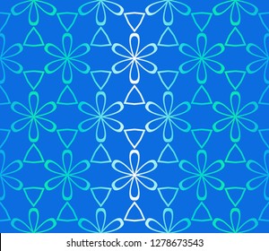 Blue color Floral Geometric Pattern. Seamless Texture Color Background. Element For Design. Vector Illustration.
