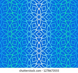 Blue color Floral Geometric Pattern. Seamless Texture Color Background. Element For Design. Vector Illustration.