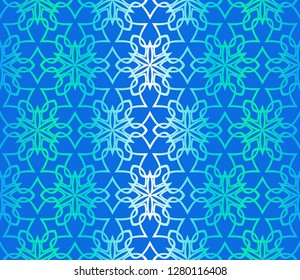 Blue color Floral Geometric Pattern. Seamless Texture Color Background. Element For Design. Vector Illustration.
