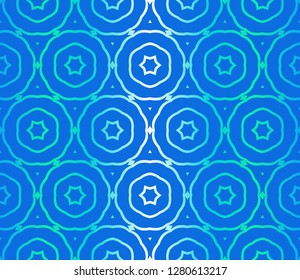 Blue color Floral Geometric Pattern. Seamless Texture Color Background. Element For Design. Vector Illustration.