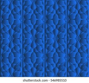 blue color floral ornament. bas-reliev. vector illustration