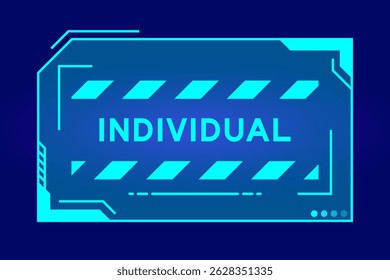 Cor azul do banner hud futurista que tem palavra individual na tela da interface do usuário no fundo preto