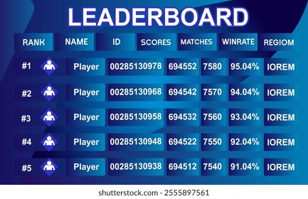 blue color game leaderboard with abstract background