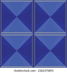 Blaue, geometrische abstrakte Vektormuster-Kunstwerke in einfacher Form. Kann auf Deckblätter, Bildschirmhintergründe, Stoffdrucke und Fußböden angewendet werden.