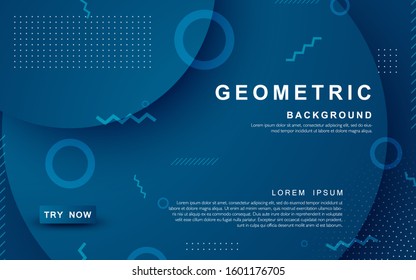 Blue color geometric background. Dynamic textured geometric element design with dots decoration.
