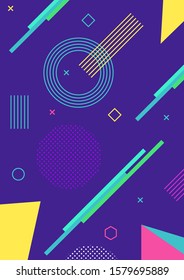 Blue color geometric pattern memphis style background, shapes background