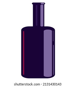 blue color glass bottle for spirits, wine, vector isolated