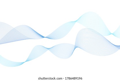 Blue color gradient lines fluid wave blend curve abstract background vector illustration.