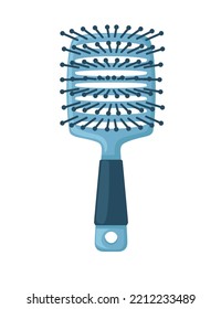 Blue color hair brush for hair care plastic fashion comb vector illustration isolated on white background