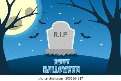 blue color halloween background design for banner template.