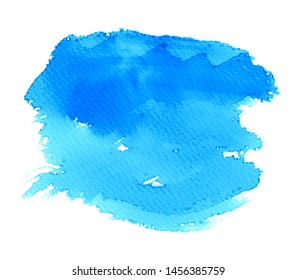 Blue color hand drawn watercolor vector shape stain for design, illustration, wallpaper, card. Abstract aqua smudges blob element