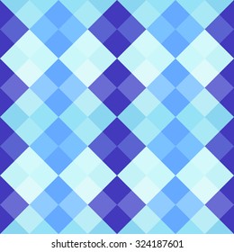 Blue color harmony simple squares vector seamless pattern