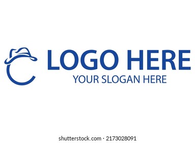Blue Color Hat Initial Letter C Logo Design