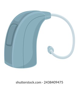 Blue color hearing aid icon cartoon vector. Level noisy. Acoustic silence organ