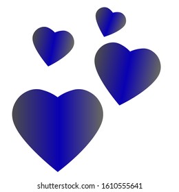 blue color heart set for valentine day sticker card