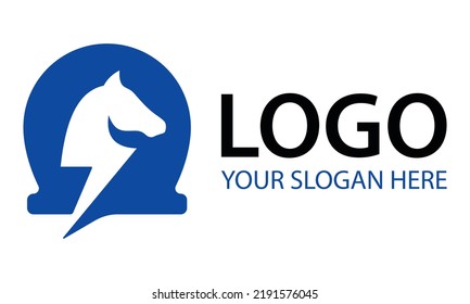 Blue Color Horseshoe Logo Design