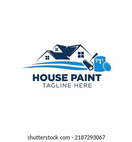 Blue color house painting logo business clipart