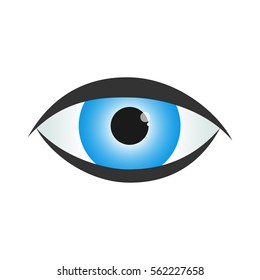 Blue color human eye icon. Vector illustration. Symbol isolated on white background.