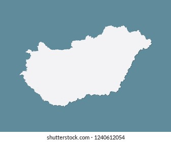 Blue color Hungary map vector with single border line on dark background illustration