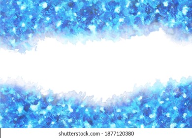 blue color ice abstract on natural grunge watercolor hand paint background, winter vector illustration