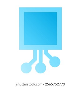 Blue Color Icon of Computer Network Chip or Processor