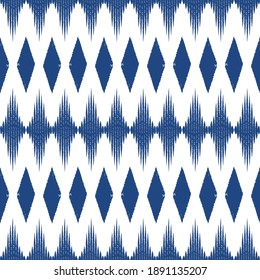 Blue color Ikat seamless pattern  background. Design for wallpaper, carpet, clothing, wrapping, fabric, pillow textile decoration.