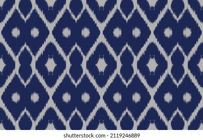 Color azul Ikat fondo de patrón sin fisuras. Diseño de papel pintado, alfombras, ropa, envoltura, tela, decoración de tejidos de almohadas 