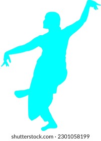 Blue Color Indian Classical Dance Silhouette 