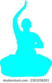 Blue Color Indian Classical Dance Silhouette 