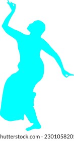 Blue Color Indian Classical Dance Silhouette 