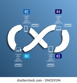 Blue color infinity infographic vector sign