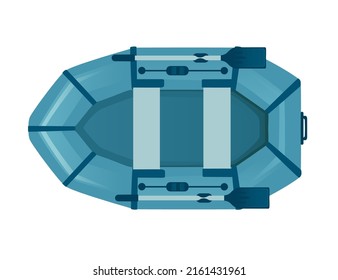 Blue color Inflatable boat with paddle vector illustration on white background