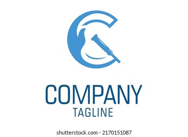 Color azul Letra inicial C Diseño de logotipo para aves