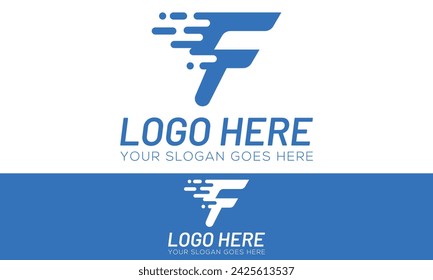 Blue Color Initial Letter F Fast Logo Design