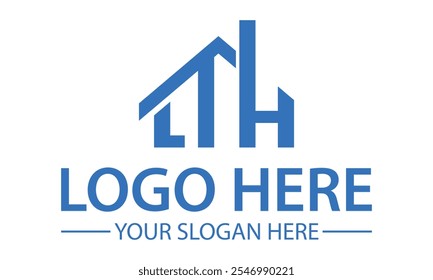 Letra inicial de color azul L T H Diseño de logotipo casero