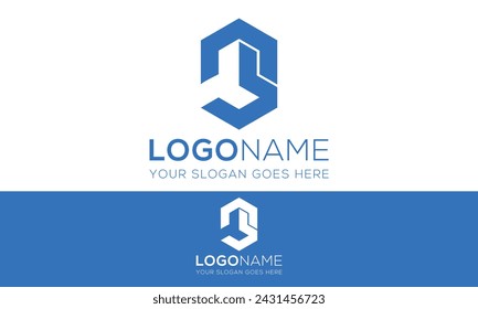 Blue Color Initial Letter N and B Geometric Hexagonal Shape Logo Design