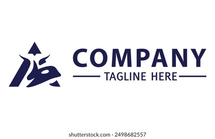 Blue Color Initial Letter A Orca Fish Logo Design