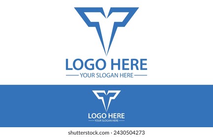 Blue Color Initial Letter T Suitable for Game Sport Logo Design