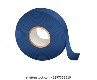 Blue color insulating tape vector illustration isolated on white background