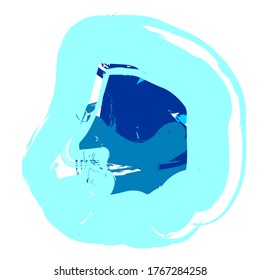 Color azul de diseño aislado elemento de forma redondeada, sello de tinta gruesa