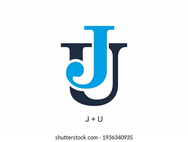 Blue color of JU initial letter design