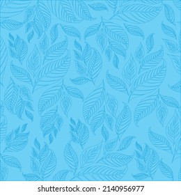 blue color leaf patterns on blue background, vector