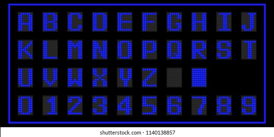 Blue color of LED digital font on black background (Vector)