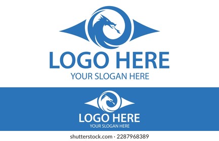 Blue Color Legend Dragoon Myth Logo Design