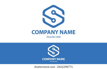 Blue Color Letter S Hexagonal Logo Design