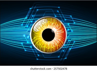 blue color Light Abstract Technology background for computer graphic website internet and business. circuit. orange eye