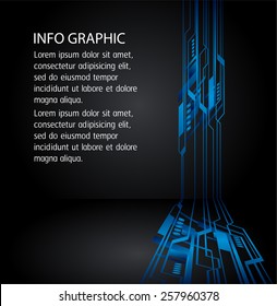 blue color Light Abstract Technology background for computer graphic website internet and business. circuit. black background. text box. label. card.