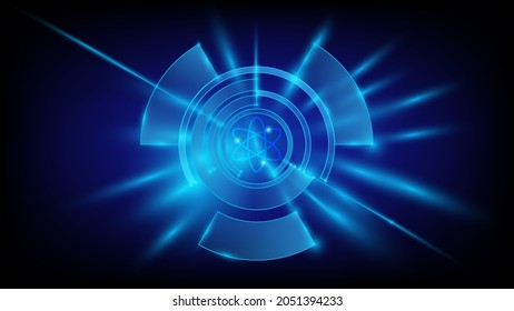 Abstrakter blauer heller Hintergrund Atomenergie Atomenergie-Kerntechnik, Illustration, Vektorgrafik, EPS10.