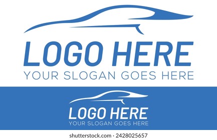 Blue Color Line Art Car with Black Background Logo Design