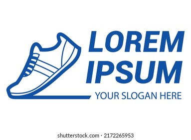 Diseño del logotipo deportivo de zapatillas de correr de la línea azul de color